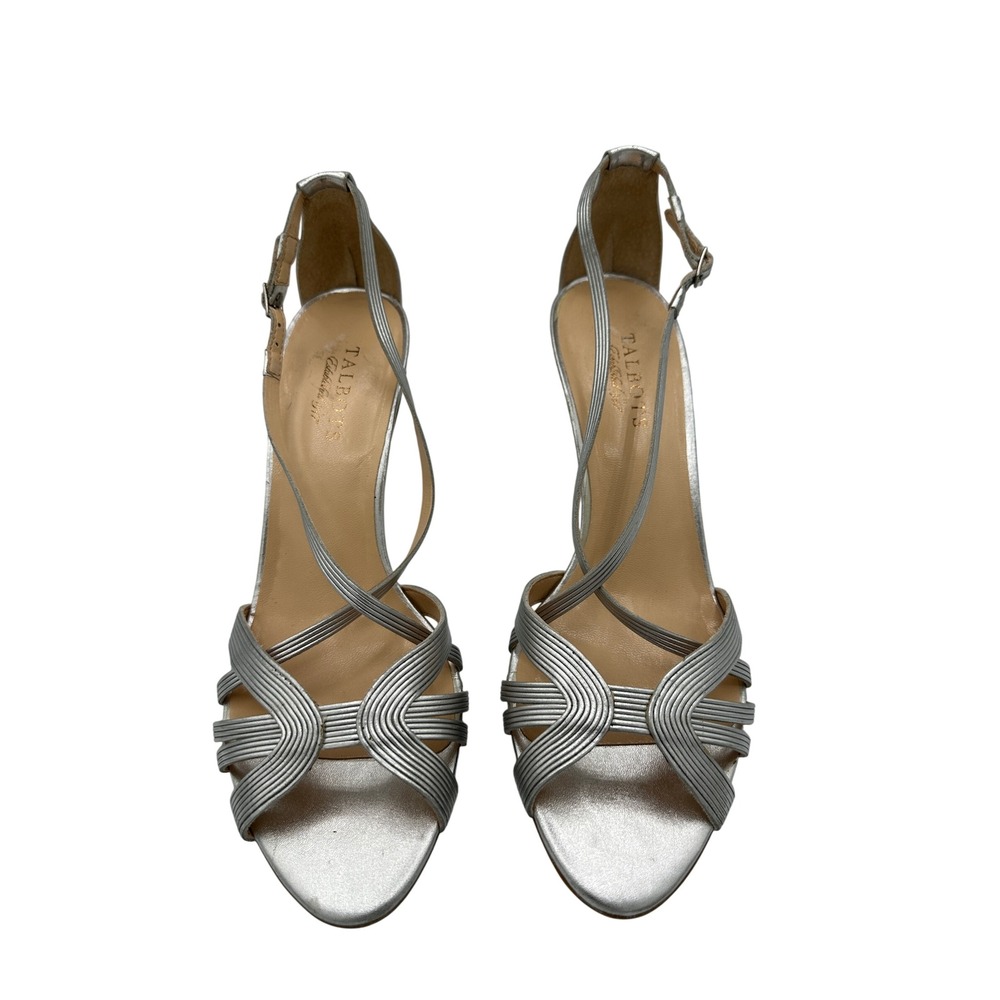 Talbots Silver Strappy Heels Leather Upper Dress Shoes Women Size‎ 10AA